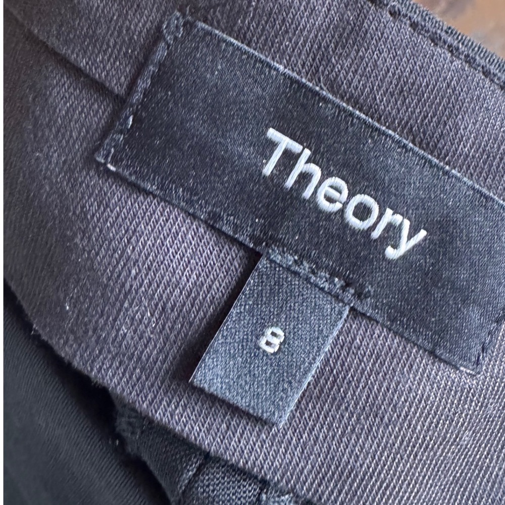 Theory Straight Leg Pant 8 Black Traceable Wool High Waist Career Classic - Picture 4 of 10